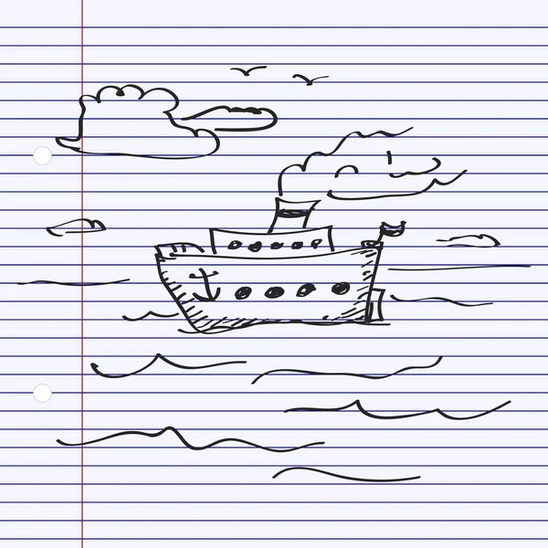 Einfaches Doodle eines Schiffes — Stockvektor