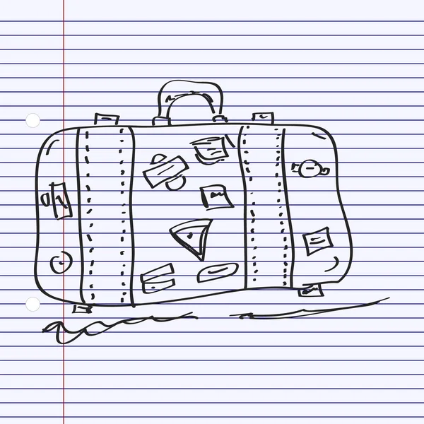 Doodle simples de uma mala de viagem — Vetor de Stock