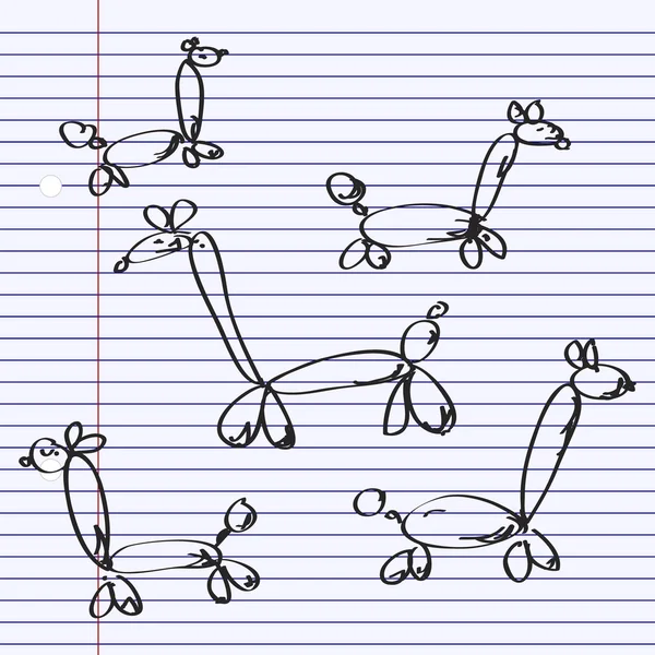 Απλή doodle μπαλόνι ζώων — Διανυσματικό Αρχείο