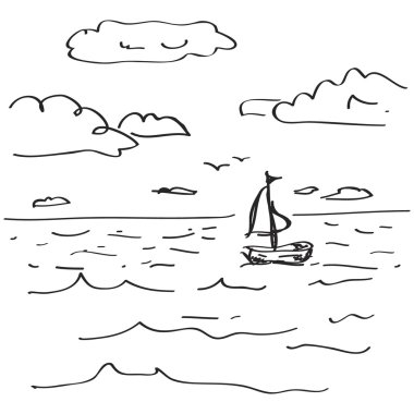 Bir yelkenli basit doodle