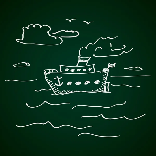 Einfaches Doodle eines Schiffes — Stockvektor