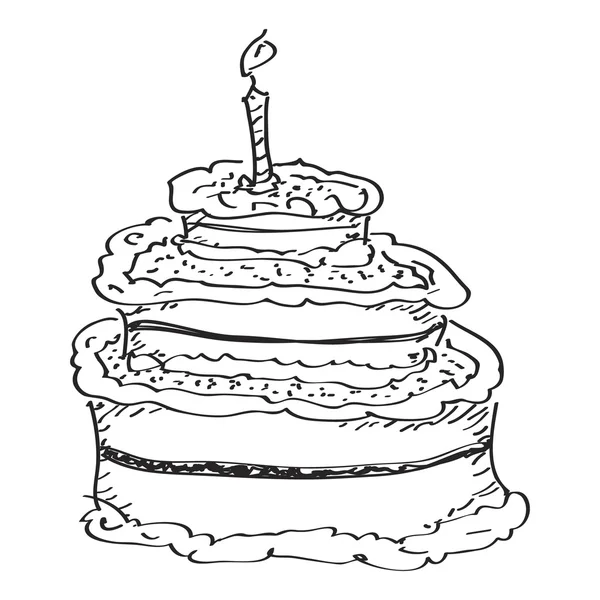 Simple garabato de un pastel de cumpleaños — Vector de stock