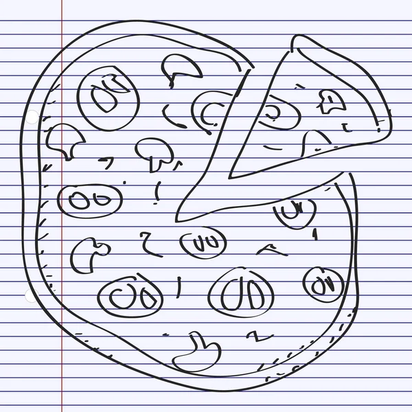 ピザの簡単な落書き — ストックベクタ