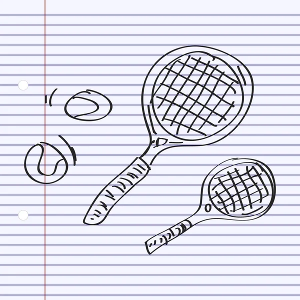 Simple garabato de una raqueta de tenis — Vector de stock
