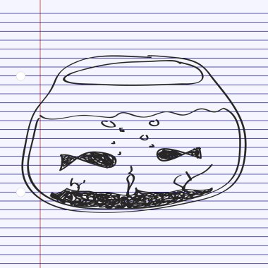 A goldfish yuvarlak kase basit doodle