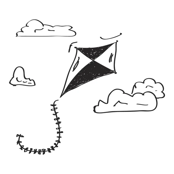 Egyszerű doodle egy papírsárkány — Stock Vector
