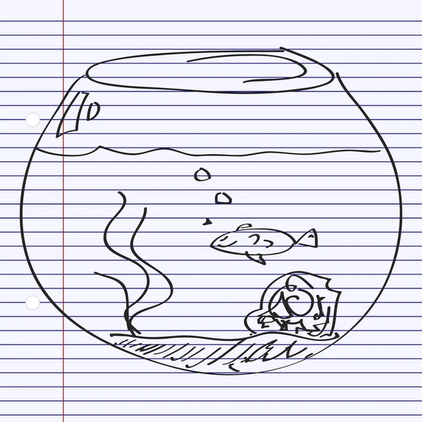 Egyszerű doodle egy aranyhal Ivás — Stock Vector
