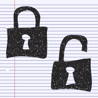 Bir asma kilit basit doodle