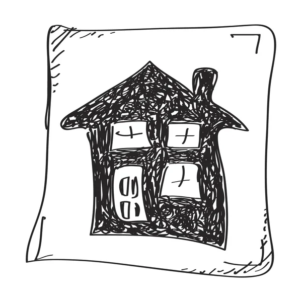 Simple gribouillage d'une maison — Image vectorielle