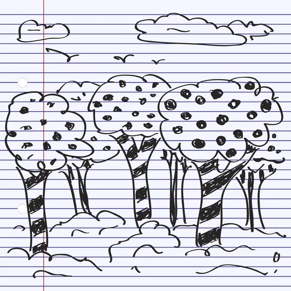 Einfaches Doodle einiger Bäume — Stockvektor