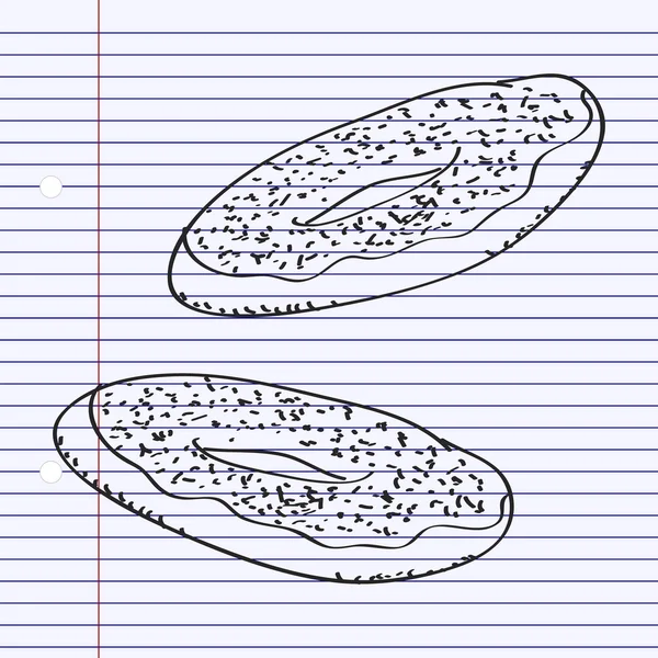 Simple gribouillage d'un beignet — Image vectorielle