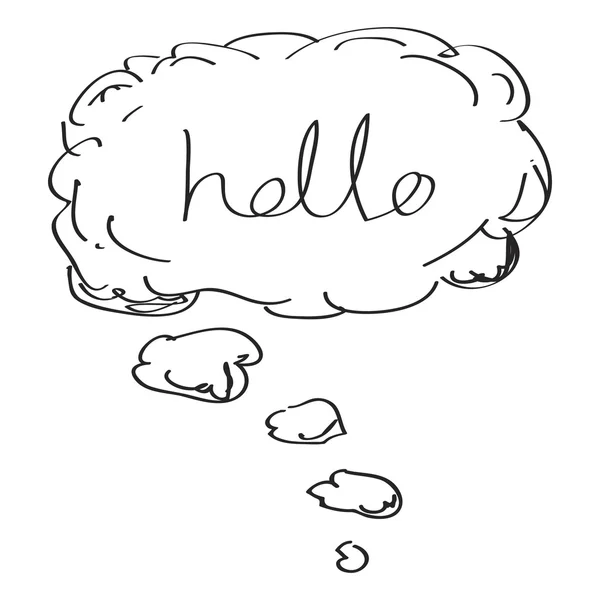 Απλή doodle του ένα γειά σου σκέψη φούσκα — Διανυσματικό Αρχείο