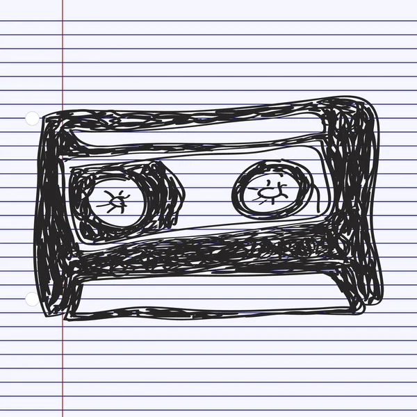 Eenvoudige doodle van een cassette — Stockvector