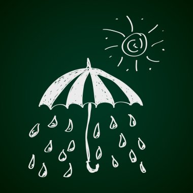 Yağmur bir şemsiye altında basit doodle