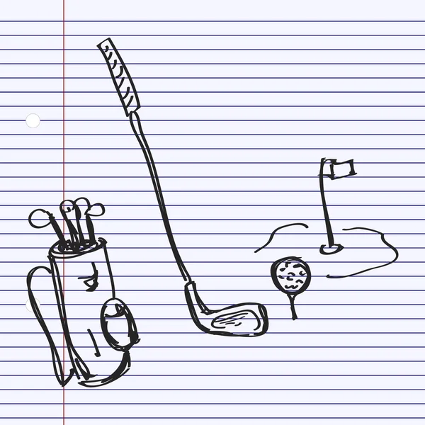 Απλή doodle του εξοπλισμού γκολφ — Διανυσματικό Αρχείο