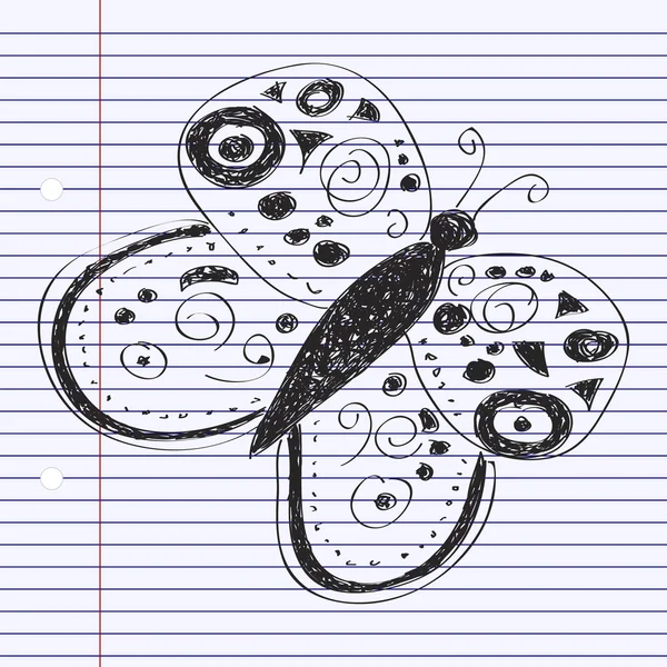 Einfaches Doodle eines Schmetterlings — Stockvektor