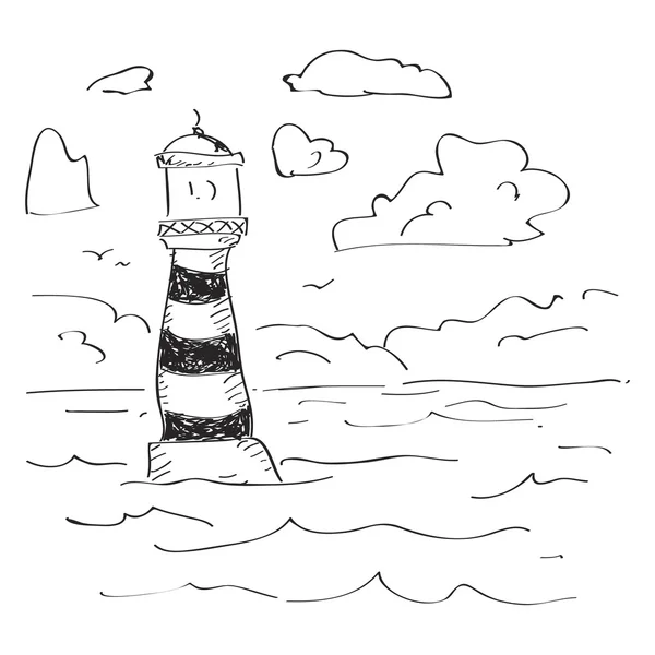 简便的涂鸦的灯塔 — 图库矢量图片