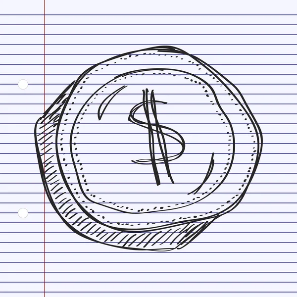 Simple gribouillage d'un dollar — Image vectorielle