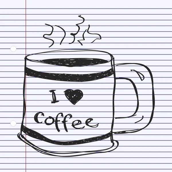 コーヒーのマグカップの単純な落書き — ストックベクタ