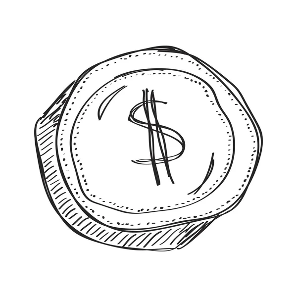 Doodle simples de um dólar — Vetor de Stock