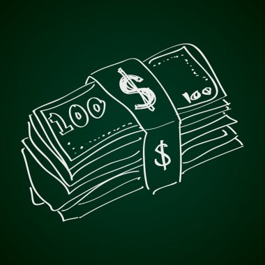 Bir tomar banknot basit doodle