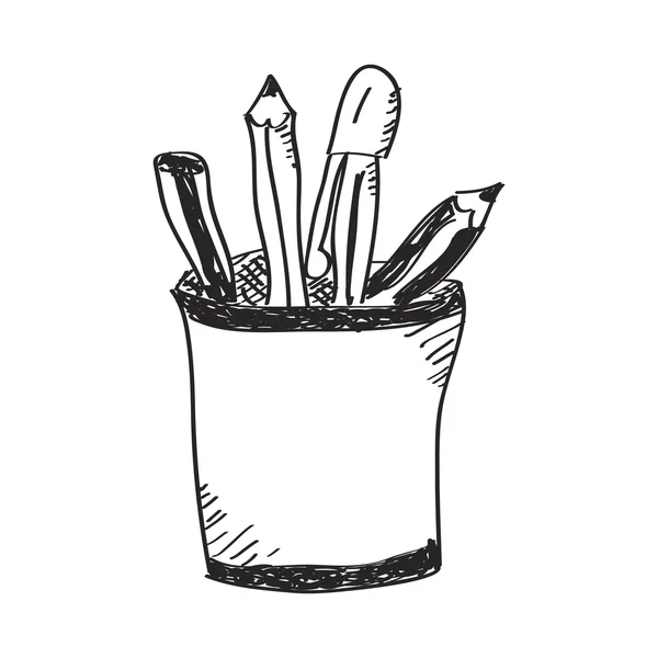 Doodle simples de um pote de lápis — Vetor de Stock