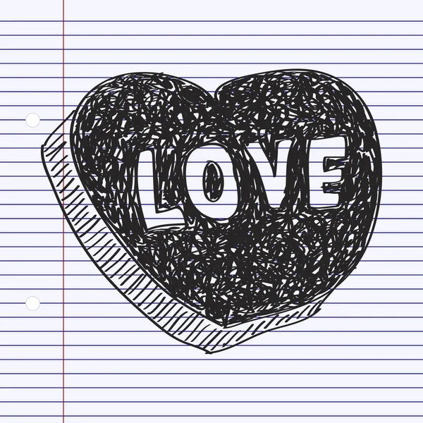 Doodle simples de um coração de amor — Vetor de Stock