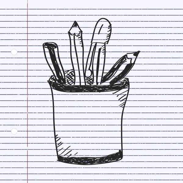 Simple gribouillage d'un pot à crayons — Image vectorielle