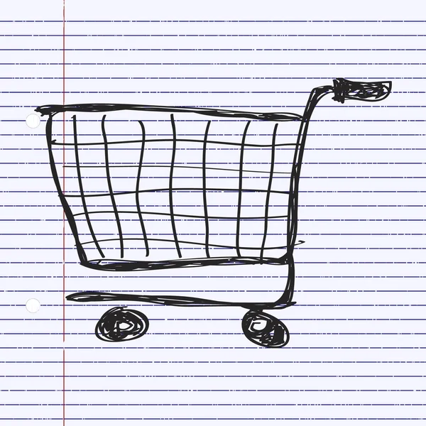 Simple garabato de un carrito de compras — Vector de stock