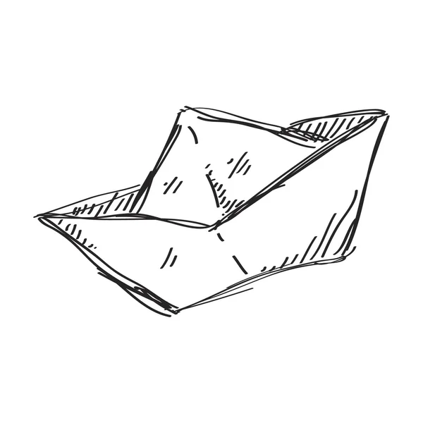 Simple gribouillage d'un bateau en papier — Image vectorielle