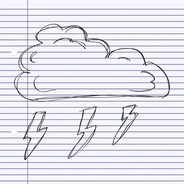 Simple doodle of a cloud with lightning — Stock Vector