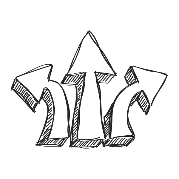 Enkla doodle av en uppsättning av tre pilar — Stock vektor