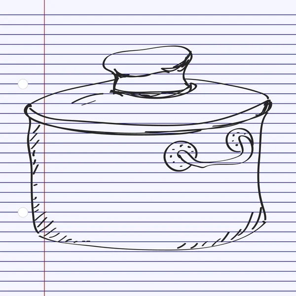 Simple gribouillage d'une casserole — Image vectorielle