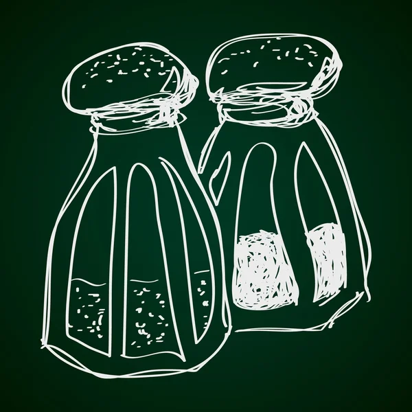 Eenvoudige doodle van zout en peper potten — Stockvector