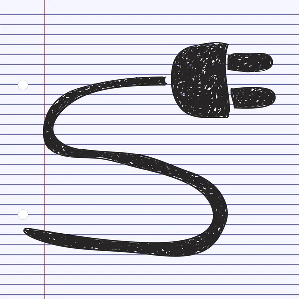 Enkla doodle för en strömkabel — Stock vektor