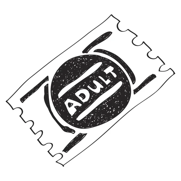 Eenvoudige doodle van een volwassen ticket — Stockvector