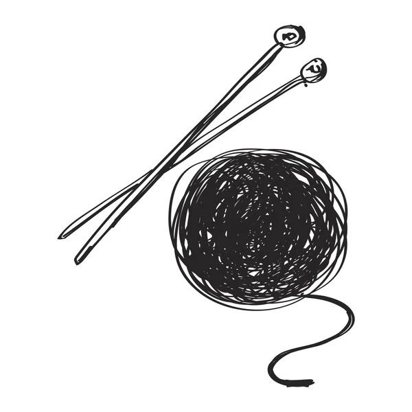 Yün ve örgü iğneleri basit doodle