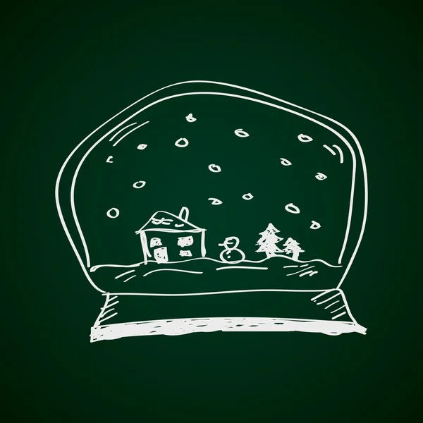 简便的涂鸦的雪花玻璃球 — 图库矢量图片