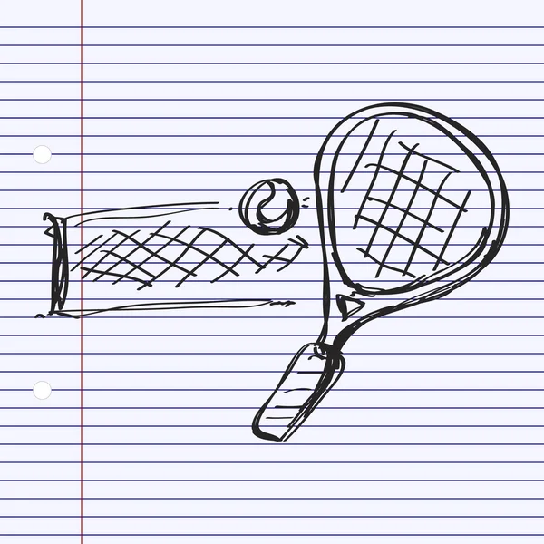 简便的涂鸦的网球拍 — 图库矢量图片