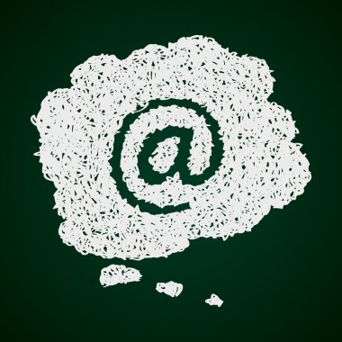 Bir e-posta işareti düşünce balonu, basit doodle
