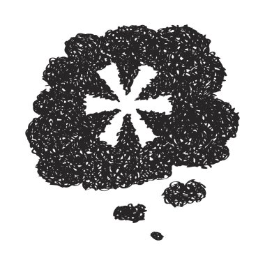 Bir asterix düşünce balonu basit doodle