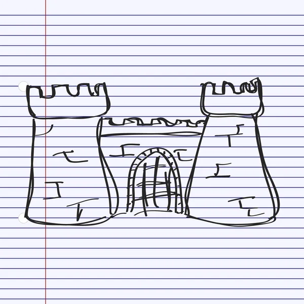 Doodle simples de um castelo — Vetor de Stock