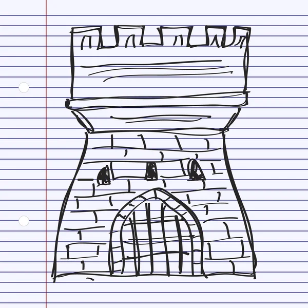 Doodle simples de um castelo — Vetor de Stock