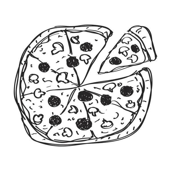 Simple gribouillage d'une pizza — Image vectorielle