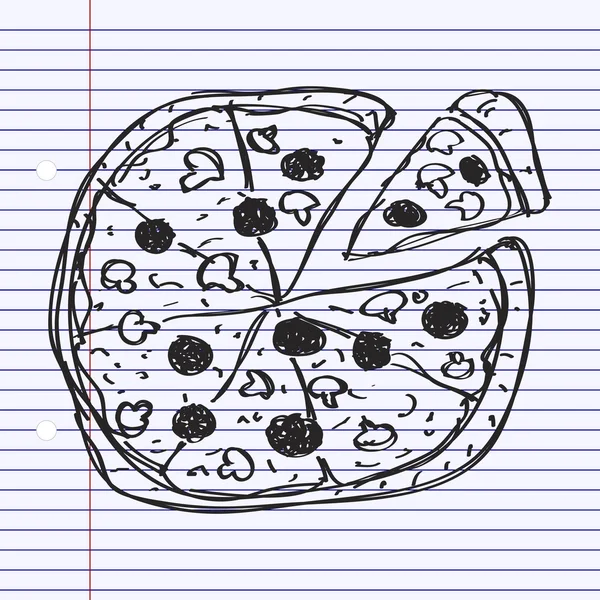 Bir pizza basit doodle — Stok Vektör