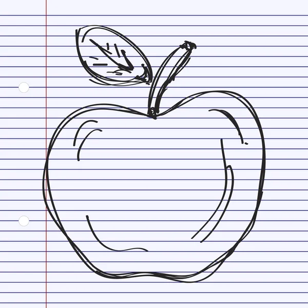 Garabato simple de una manzana — Vector de stock