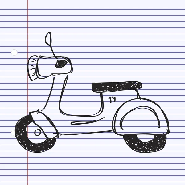 Bir scooter basit doodle — Stok Vektör