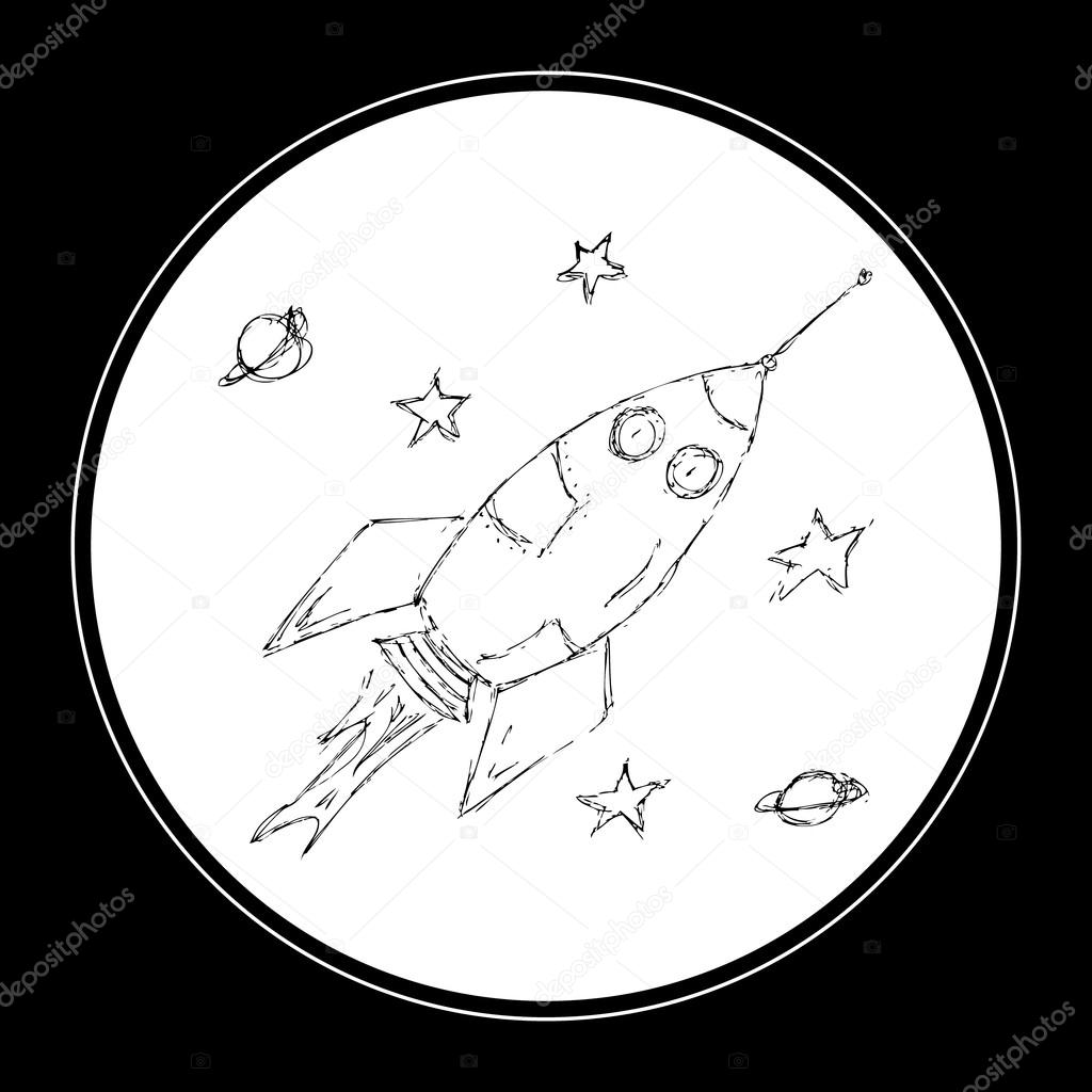 Lapiz Dibujado A Mano Y Tinta Estilo Ilustracion De Un Cohete Espacial Imagen Vectorial De C Chrishall 94116708 Depositphotos