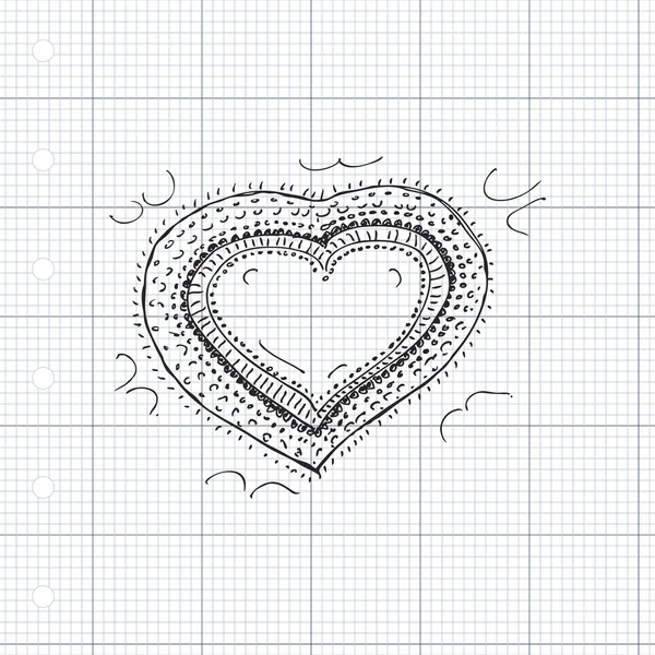Doodle de um projeto de coração de amor — Vetor de Stock