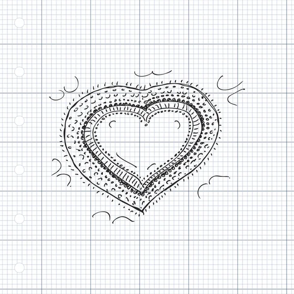 Doodle d'un coeur d'amour design — Image vectorielle